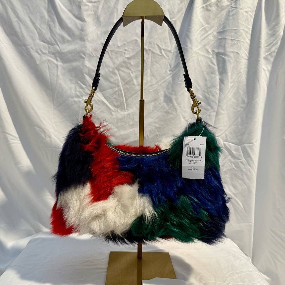 Coach NWT Juliet Shoulder Bag 25 With Multi Shearling Patchwork CW646